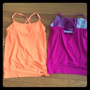 Under Armour set of two athletic tops built in bra